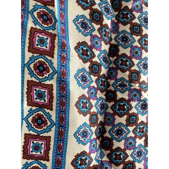 Vintage Glentex Blue Geometric Silk Blend Scarf Hand Rolled in Japan Old‎ Money - Picture 2 of 6